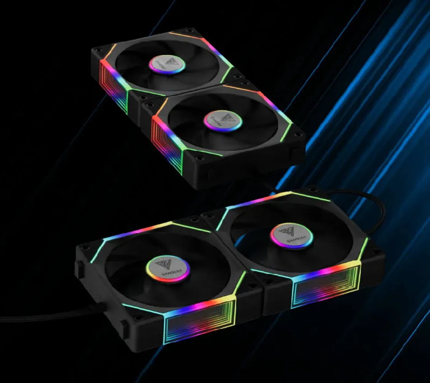 AEOLUS P2-1203 RGB case fans with included 20cm and 60cm extension cable connectors